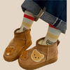 Mini Fashion - Botín de ante marrón con ositos