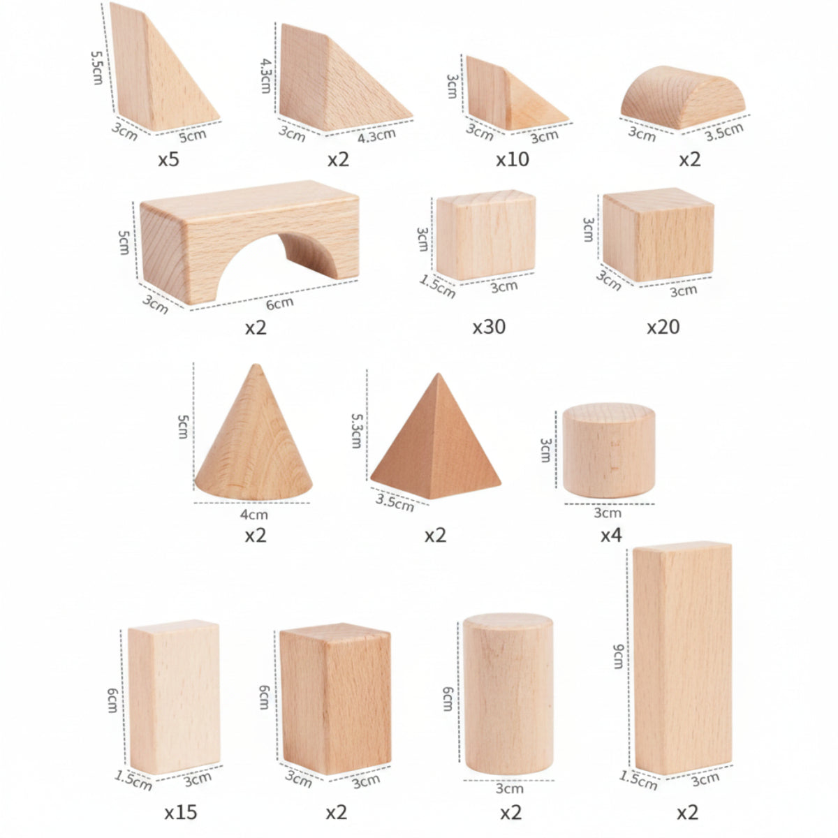 BlockyFun – Creativo y educativo – Juego de bloques de construcción de madera de 100 piezas