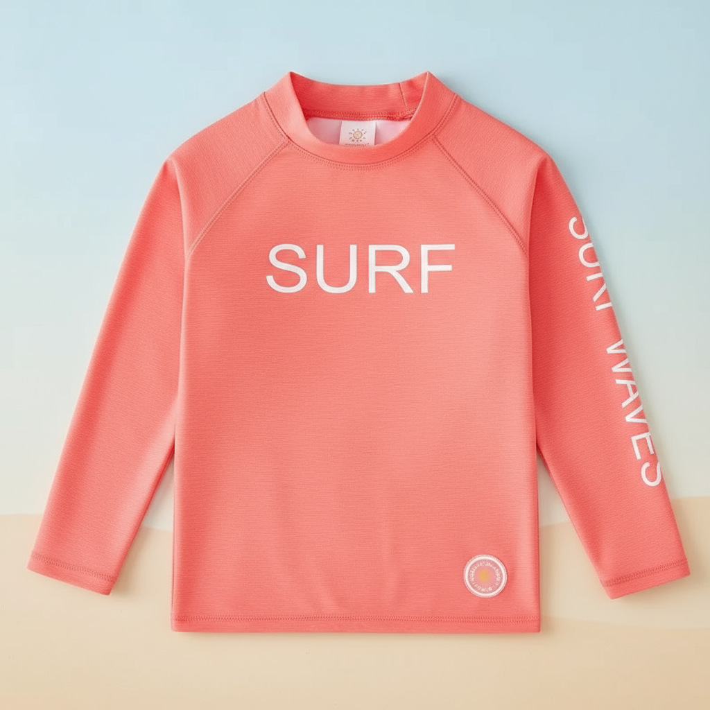 SunShield – Protectora y flexible: camiseta de surf para niños con manga larga y UPF 50+.