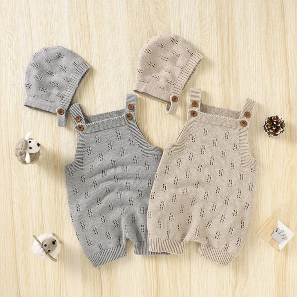 MiniCozy – Suave y cómodo: peto de punto para bebé con gorrito