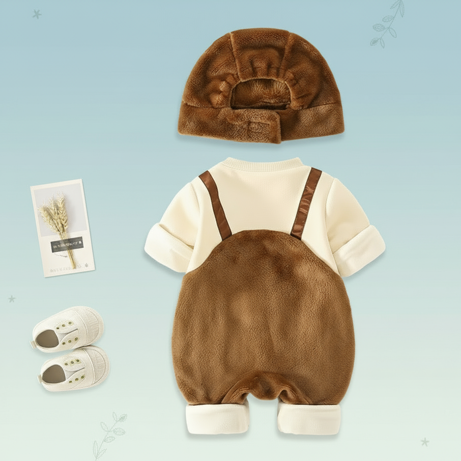 MiniSnow – Cómodo y protector: pelele y gorrito de felpa