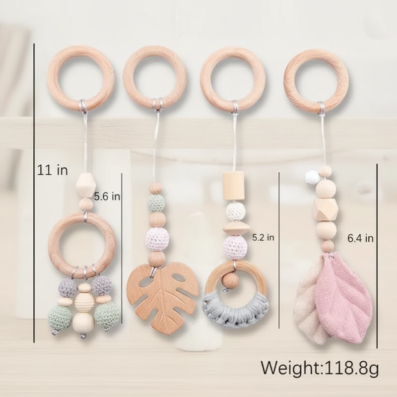 Wooden Baby Rattle Toy – Sensorial y seguro – Gimnasio para bebés