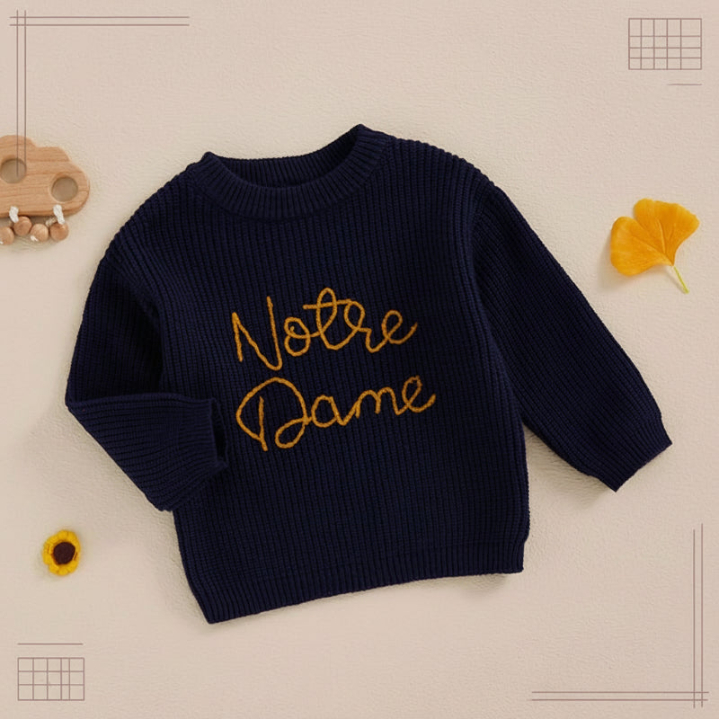WarmWeave – Cómodo y divertido: jersey «Notre Dame»