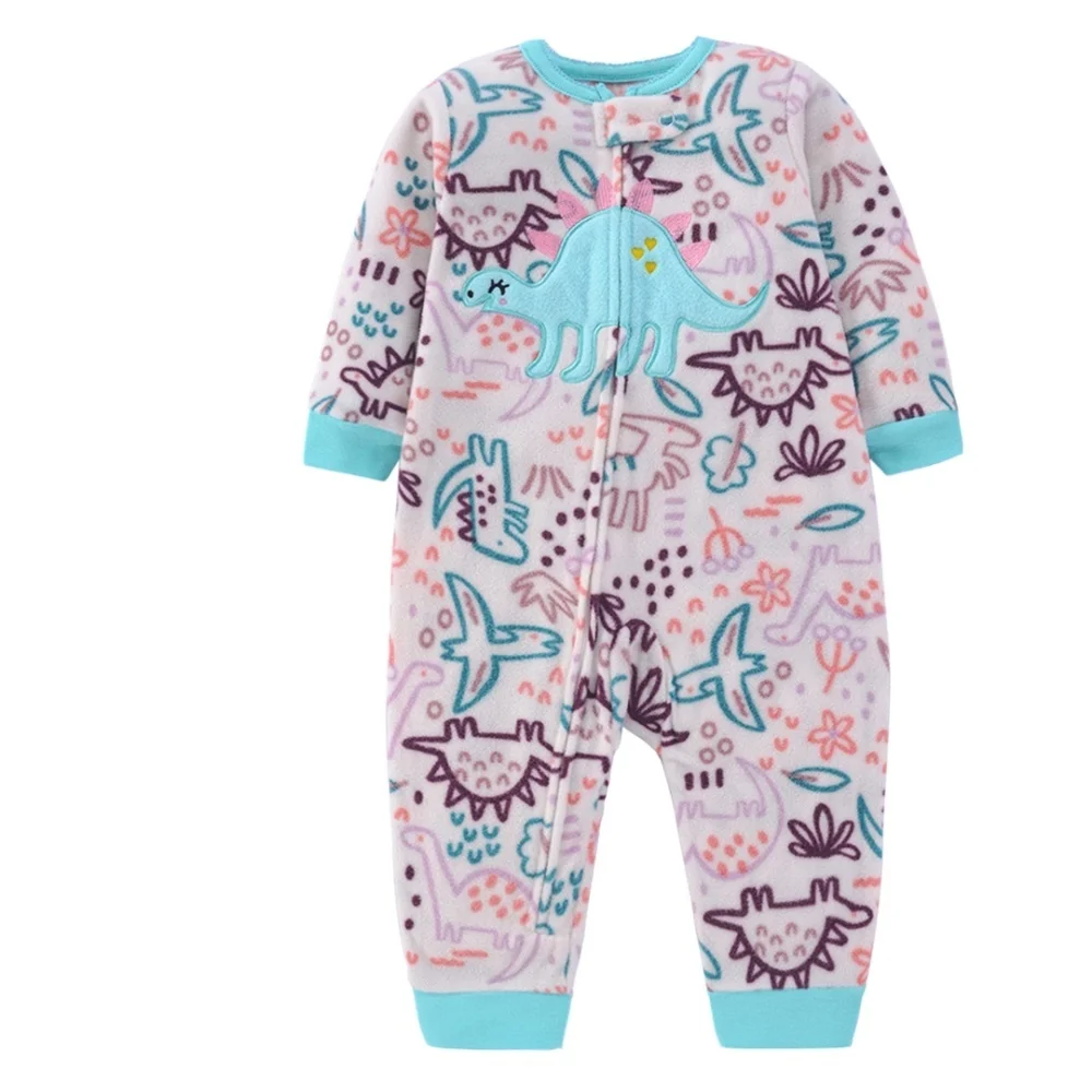 WarmBuddy – Bonito y suave: mono de bebé de forro polar con estampado de dibujos animados