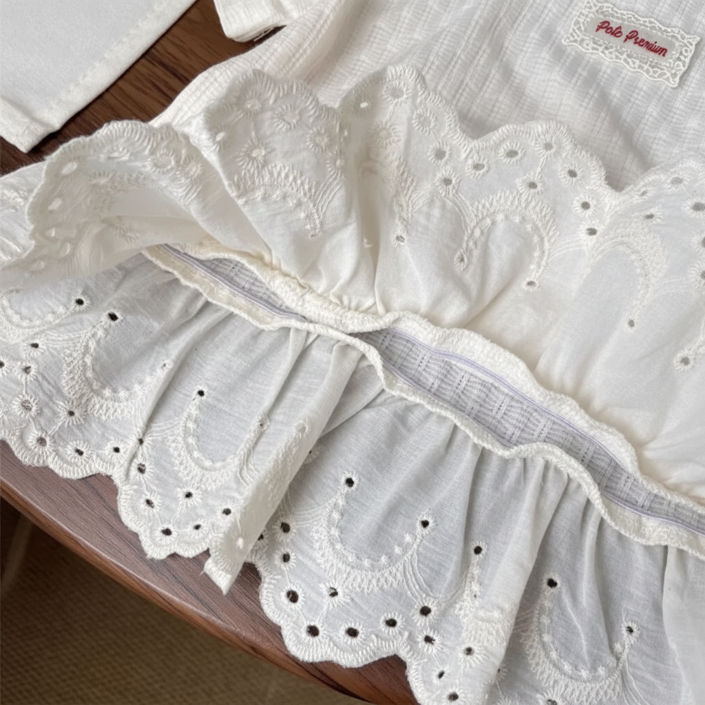 Polo Premium – Suave y adorable – Camiseta con ribete de encaje