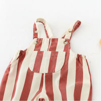 Thumbnail for Striped Overall Romper – Suave y cómodo – Mono infantil