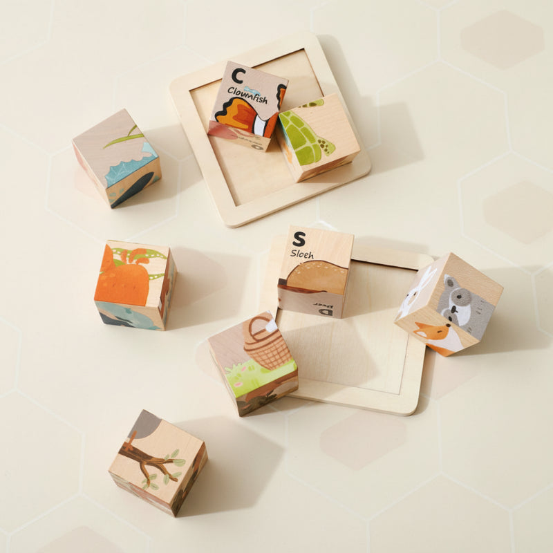 WoodMind – Creativo y educativo: rompecabezas de madera con animales Montessori 6 en 1