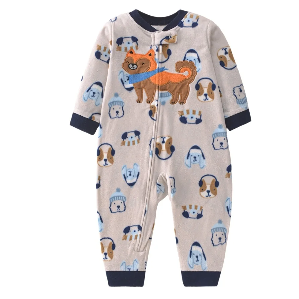 WarmBuddy – Bonito y suave: mono de bebé de forro polar con estampado de dibujos animados