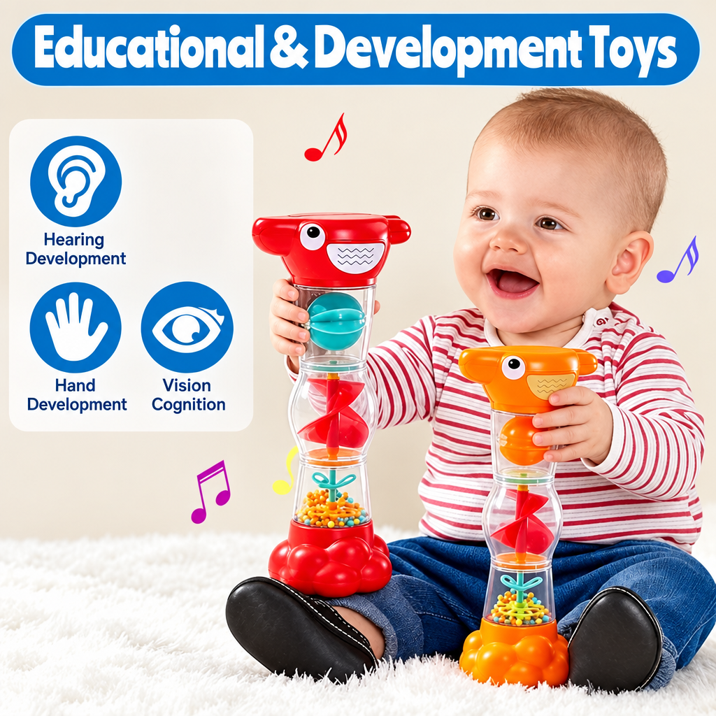 SensoryTube – Colorido y educativo: sonajero con tubo de lluvia sensorial