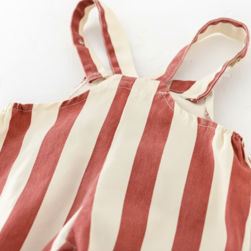 Striped Overall Romper – Suave y cómodo – Mono infantil