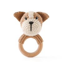 Thumbnail for CuddleRattle – Suave y divertido – Sonajero de ganchillo para bebé con anillo de madera