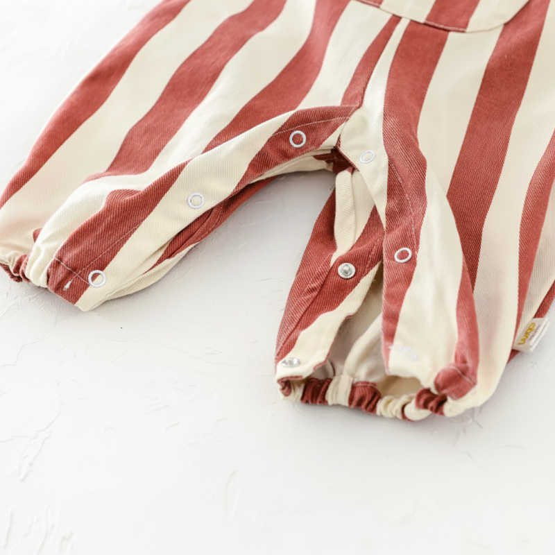 Striped Overall Romper – Suave y cómodo – Mono infantil