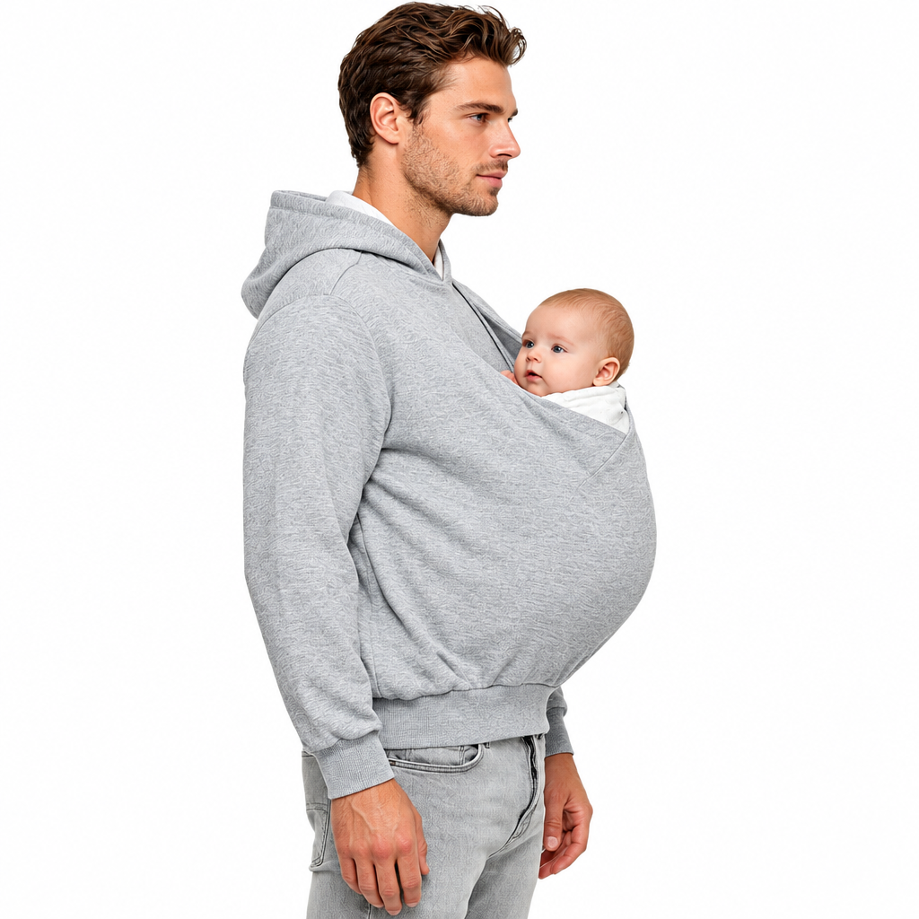 CuddleDad – Cómoda y práctica: sudadera con capucha para hombre con bolsillo tipo canguro