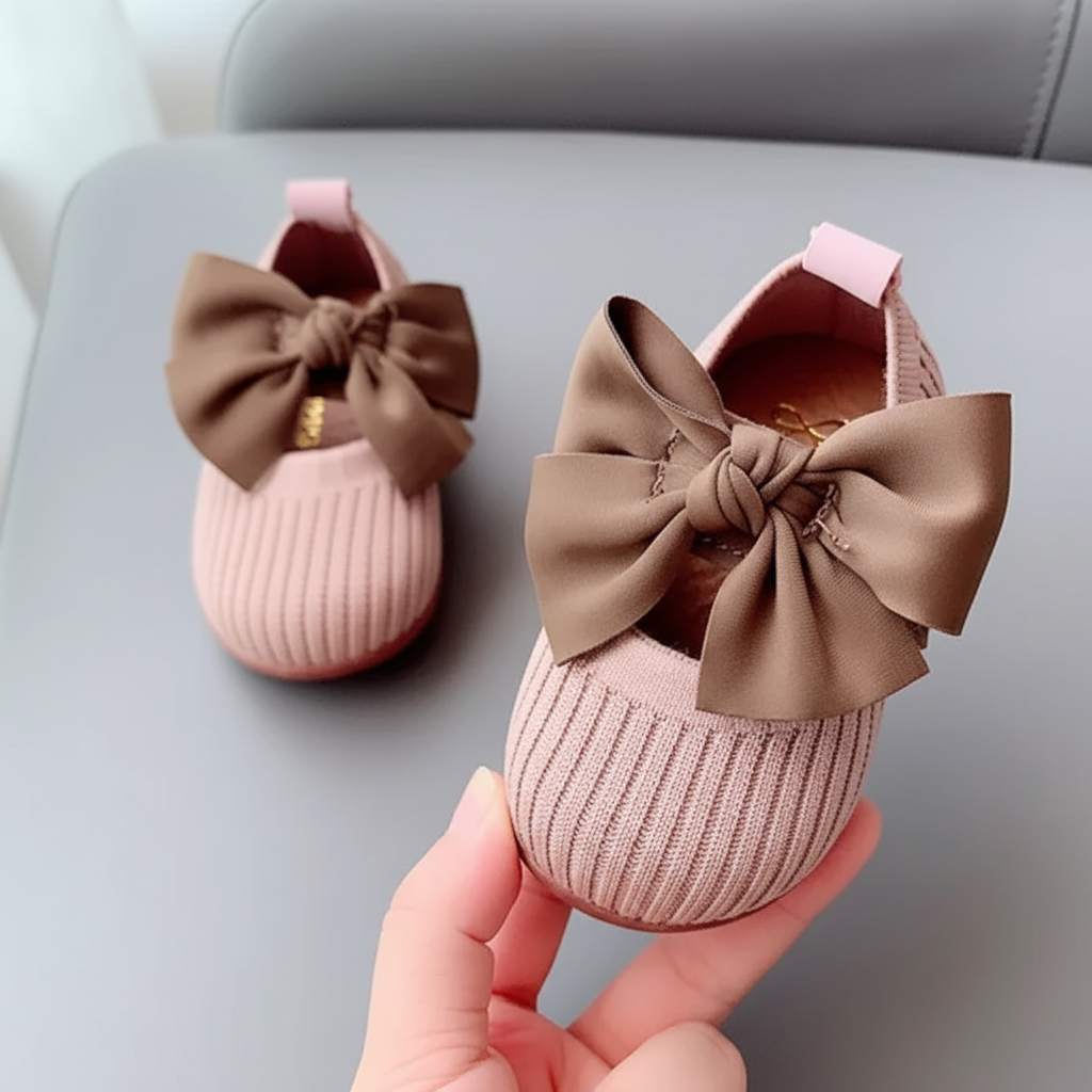 SweetBow – Tierno y práctico: zapatitos de punto para bebé con lazo de mariposa