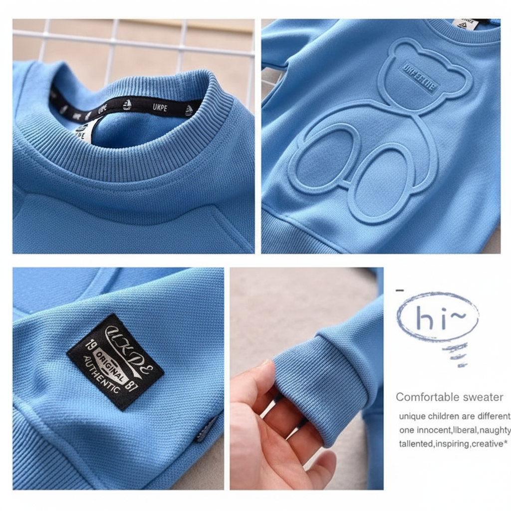 LittleCloud – Cómodo y acogedor: jersey con diseño de osos en 3D