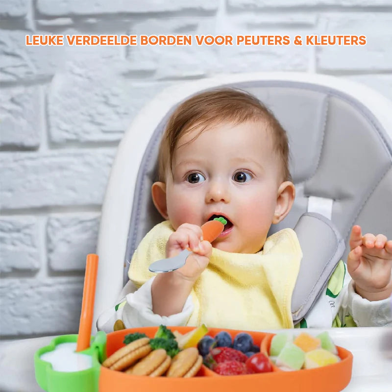 MiniMeal – Seguro y antideslizante: juego de mesa para niños con cubiertos de silicona