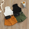 MiniFashionista – Elegancia y tendencias – Conjunto para niñas con camiseta, pantalones cortos y riñonera