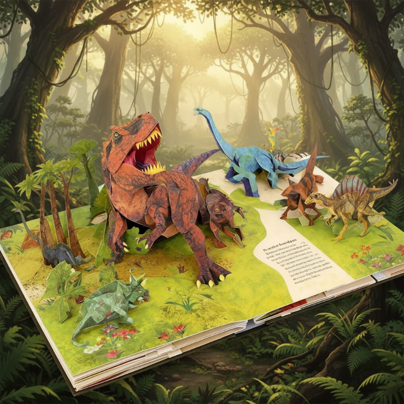 JurassicKids – Emocionante y educativo: libro pop-up «Enciclopedia de dinosaurios en 3D»