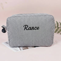 Thumbnail for Striped Name Pouch – Personalizado y con estilo: neceser de maquillaje