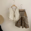 TinyTrends – Estilo boho chic y adorable: top de ganchillo con falda a cuadros