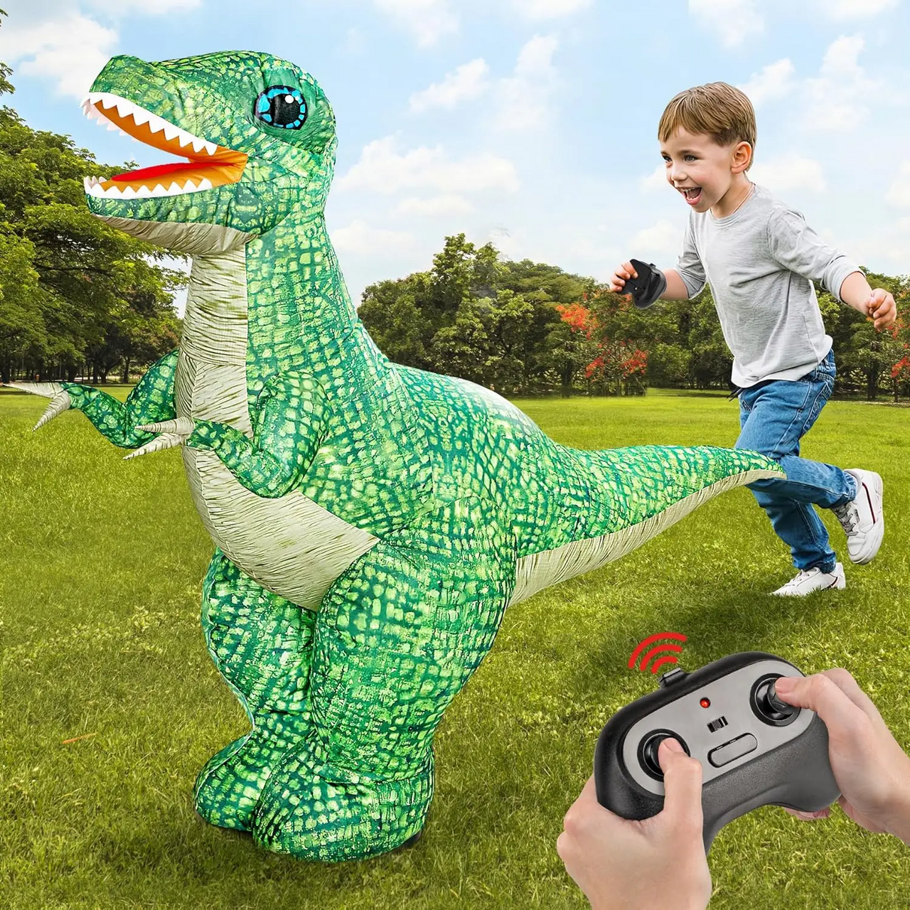 MegaDino – Aventurero e interactivo: dinosaurio hinchable con control remoto