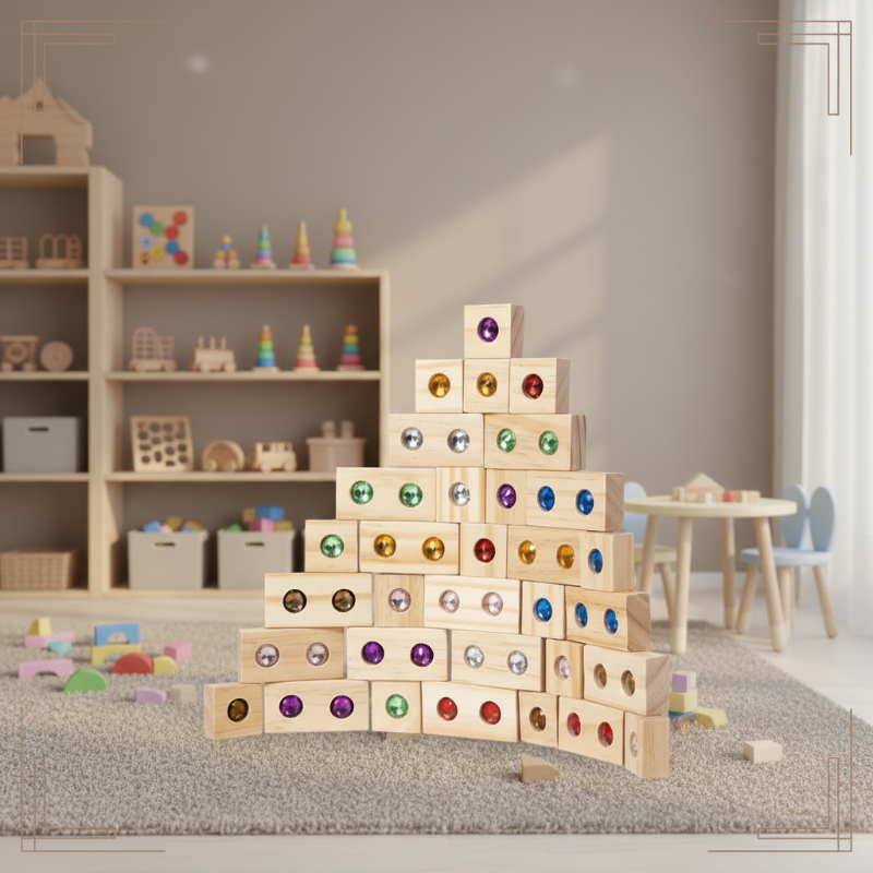 Rainbow Gem Stacking Blocks – Creativo y educativo: juego de bloques de madera para apilar
