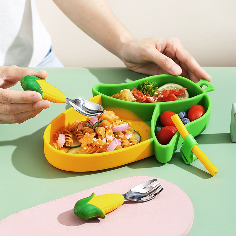 MiniMeal – Seguro y antideslizante: juego de mesa para niños con cubiertos de silicona