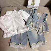 Thumbnail for DenimBelle – Moderno y adorable: conjunto infantil de 3 piezas en denim