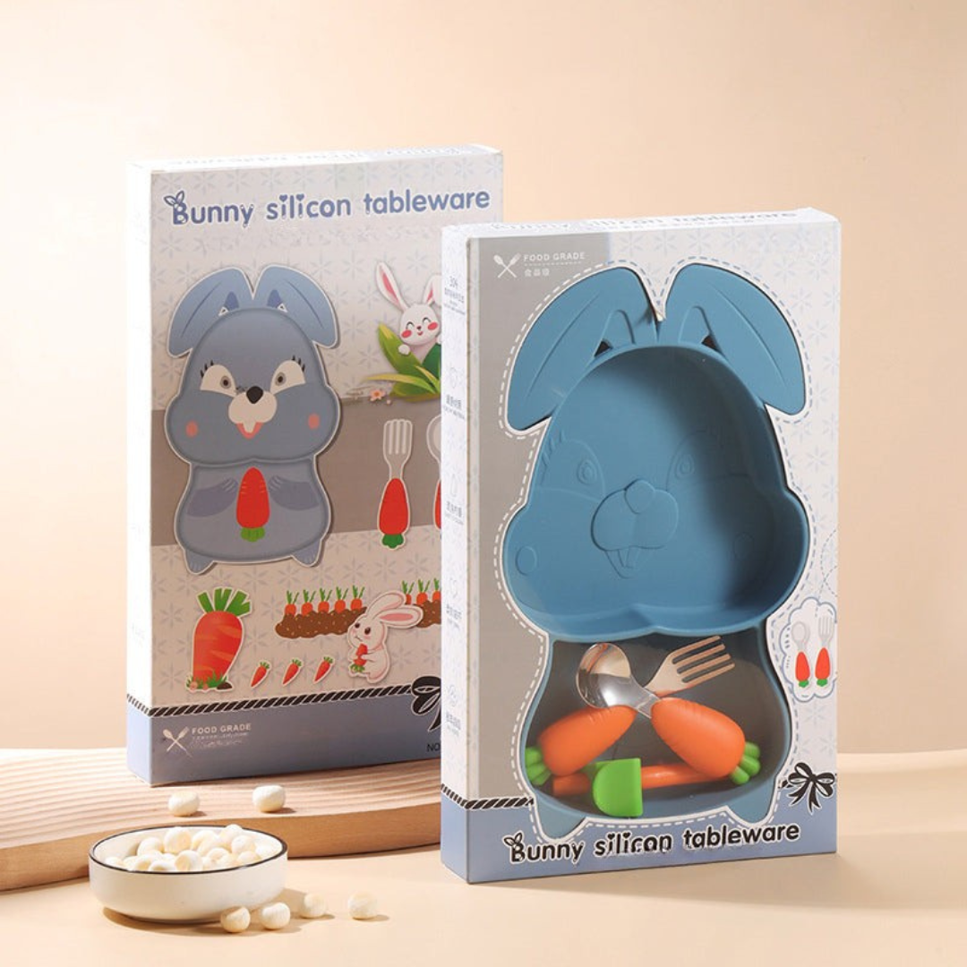 MiniMeal – Seguro y antideslizante: juego de mesa para niños con cubiertos de silicona