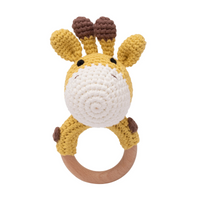 Thumbnail for CuddleRattle – Suave y divertido – Sonajero de ganchillo para bebé con anillo de madera