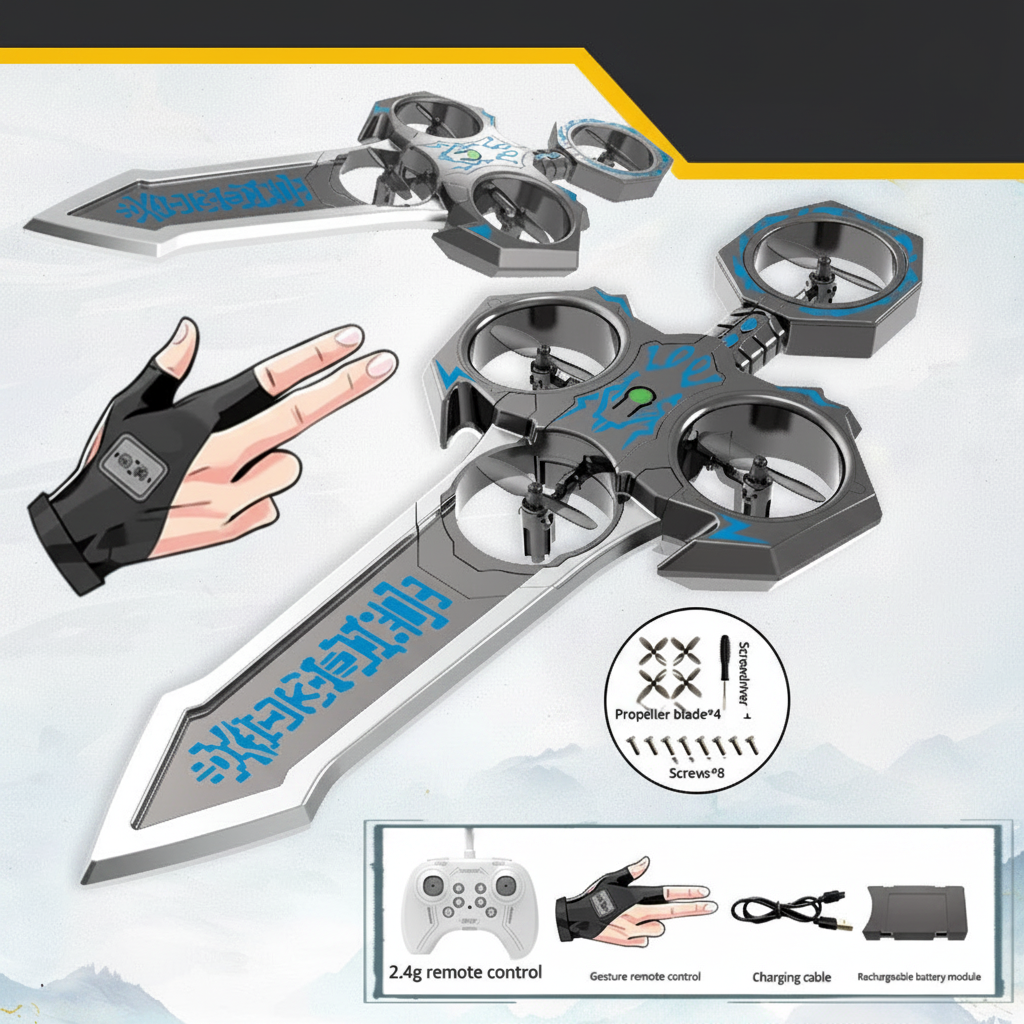 AirBlade – Divertido e interactivo: juguete volador teledirigido con diseño de espada