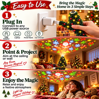 Thumbnail for HolidayBeam – Festivo y acogedor: proyector navideño USB con patrones de luz