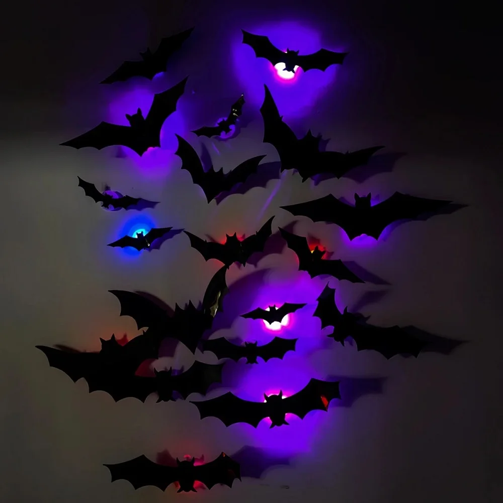 SpookyGlow – Espeluznante y evocador: decoración de pared LED con murciélagos de Halloween