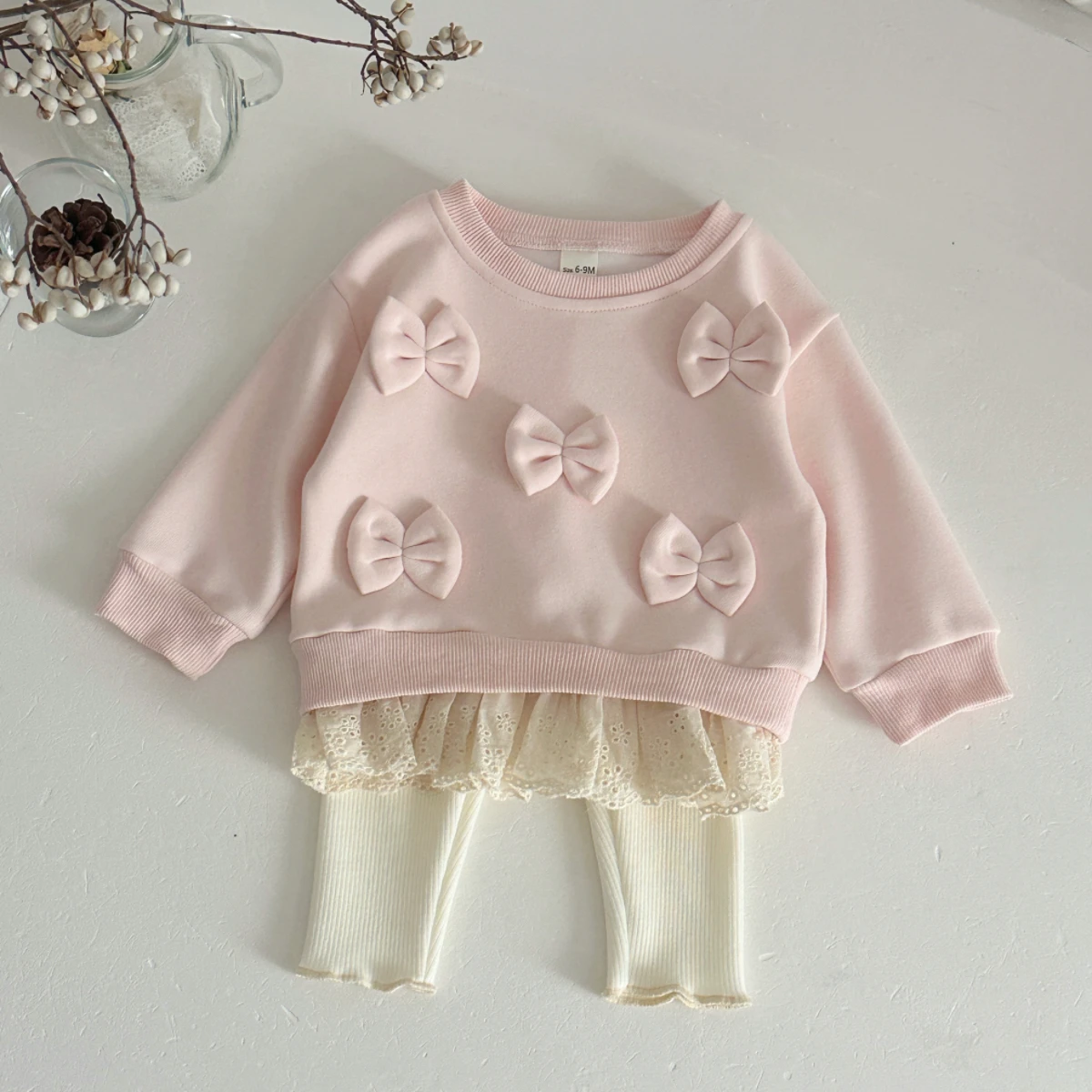 LittleAngel – Suave y elegante: conjunto para bebé con jersey y pantalones elásticos