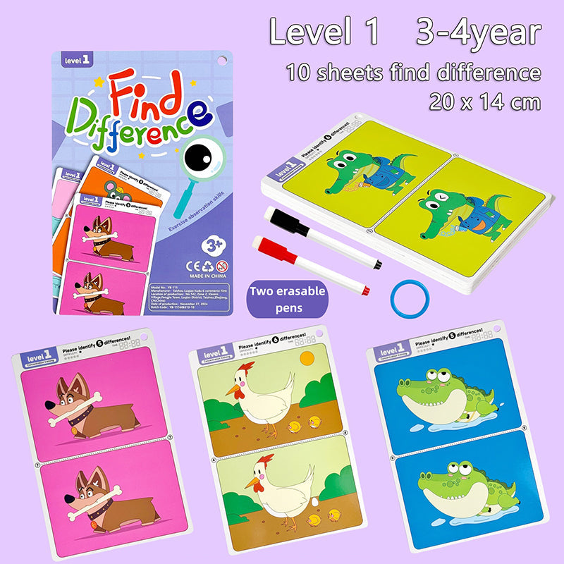 Spot the Difference Game – Concentración y aprendizaje – Juego de cartas