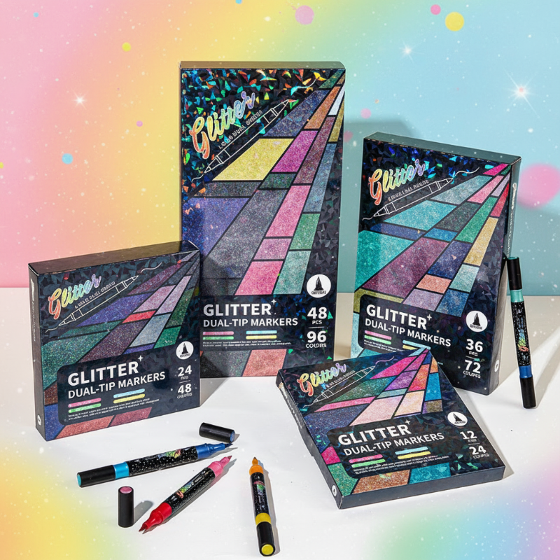 ArtShine – Colorido y brillante – Set de rotuladores de doble cara con purpurina y efectos luminosos