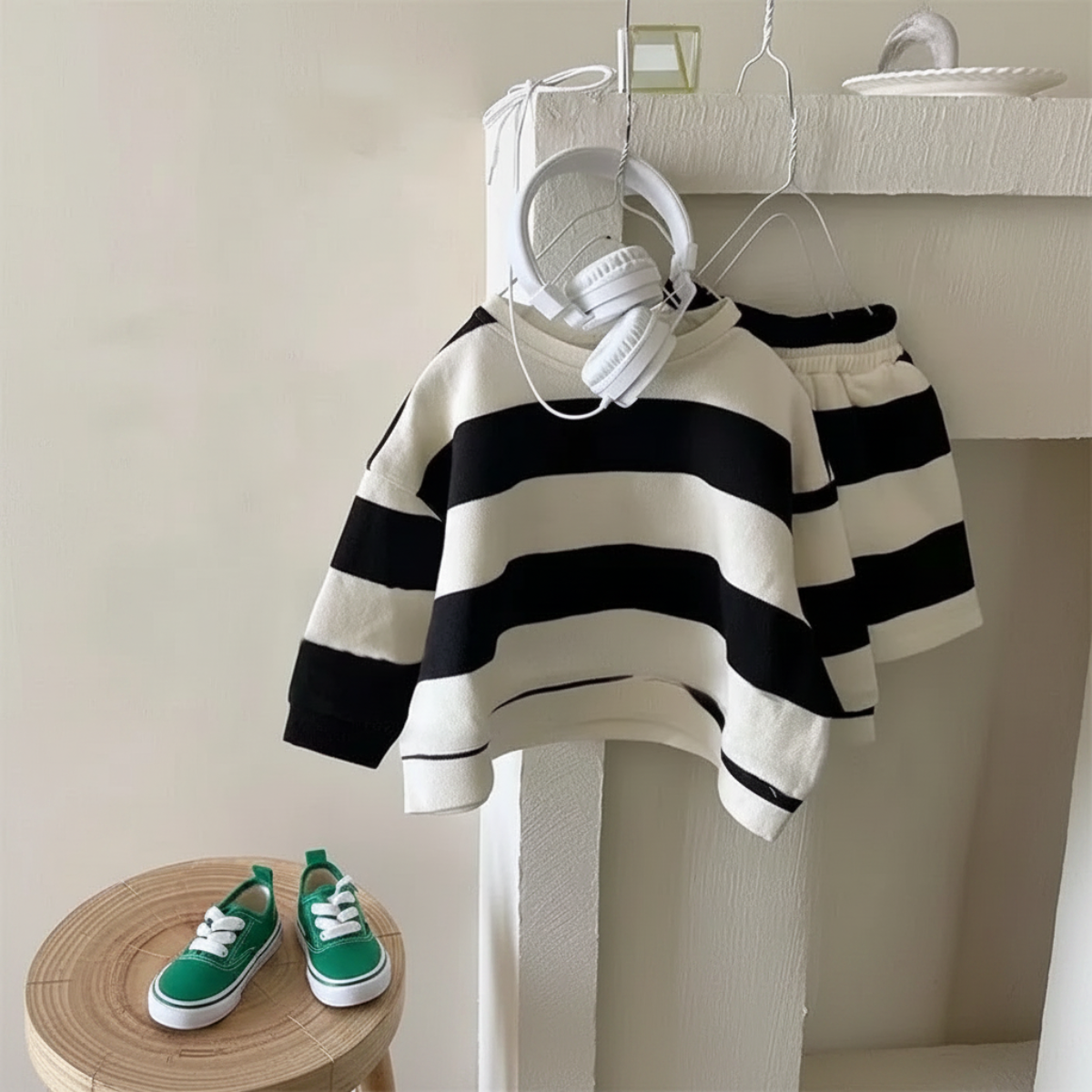 LittleStyle – Suave y cómodo – Conjunto «Comfy» de algodón a rayas