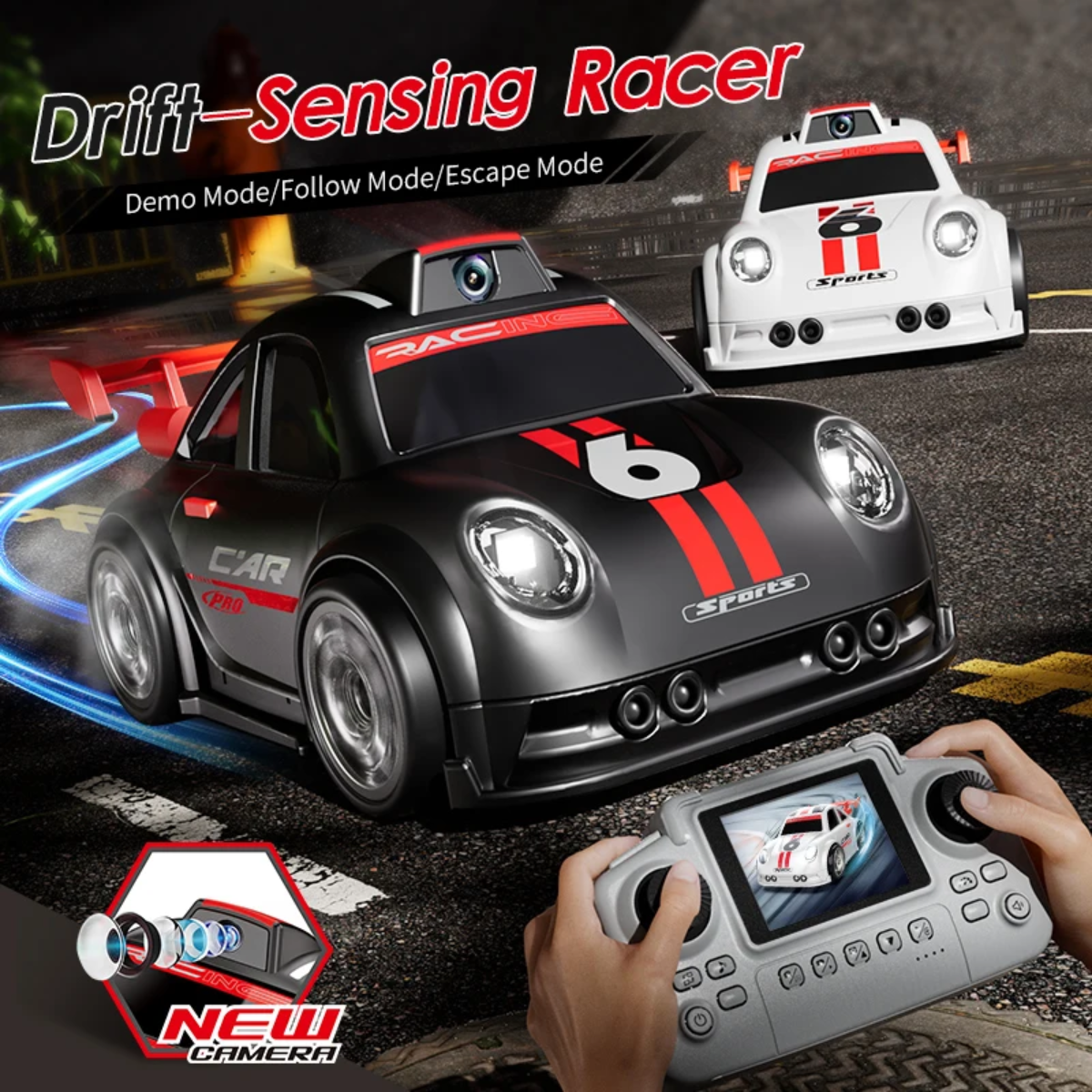 RacePro – RC y acrobacias – Coche de carreras con sensor de derrapes y cámara integrada