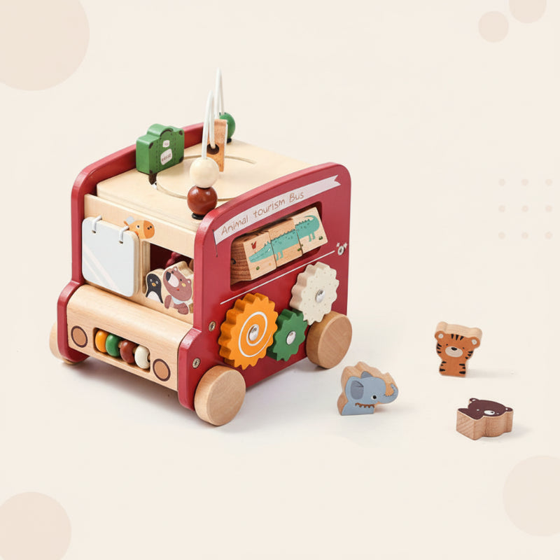 BusyRide – Educativo y versátil: autobús de actividades Montessori de madera