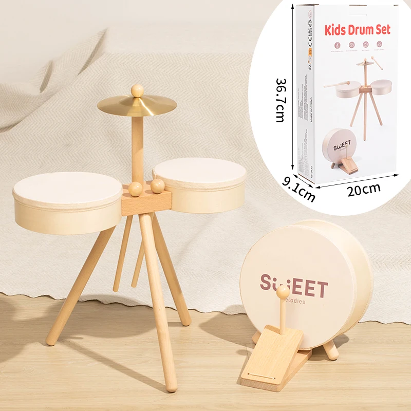 Kids Wooden Drum Toy – Música y creatividad – Set de batería para jugar