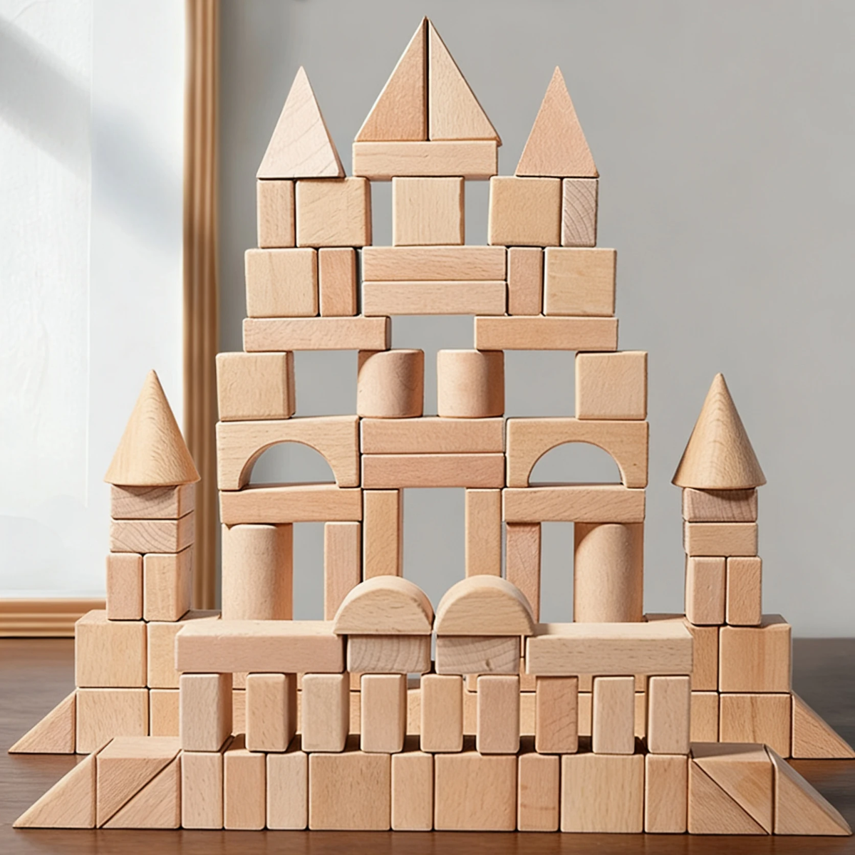 BlockyFun – Creativo y educativo – Juego de bloques de construcción de madera de 100 piezas
