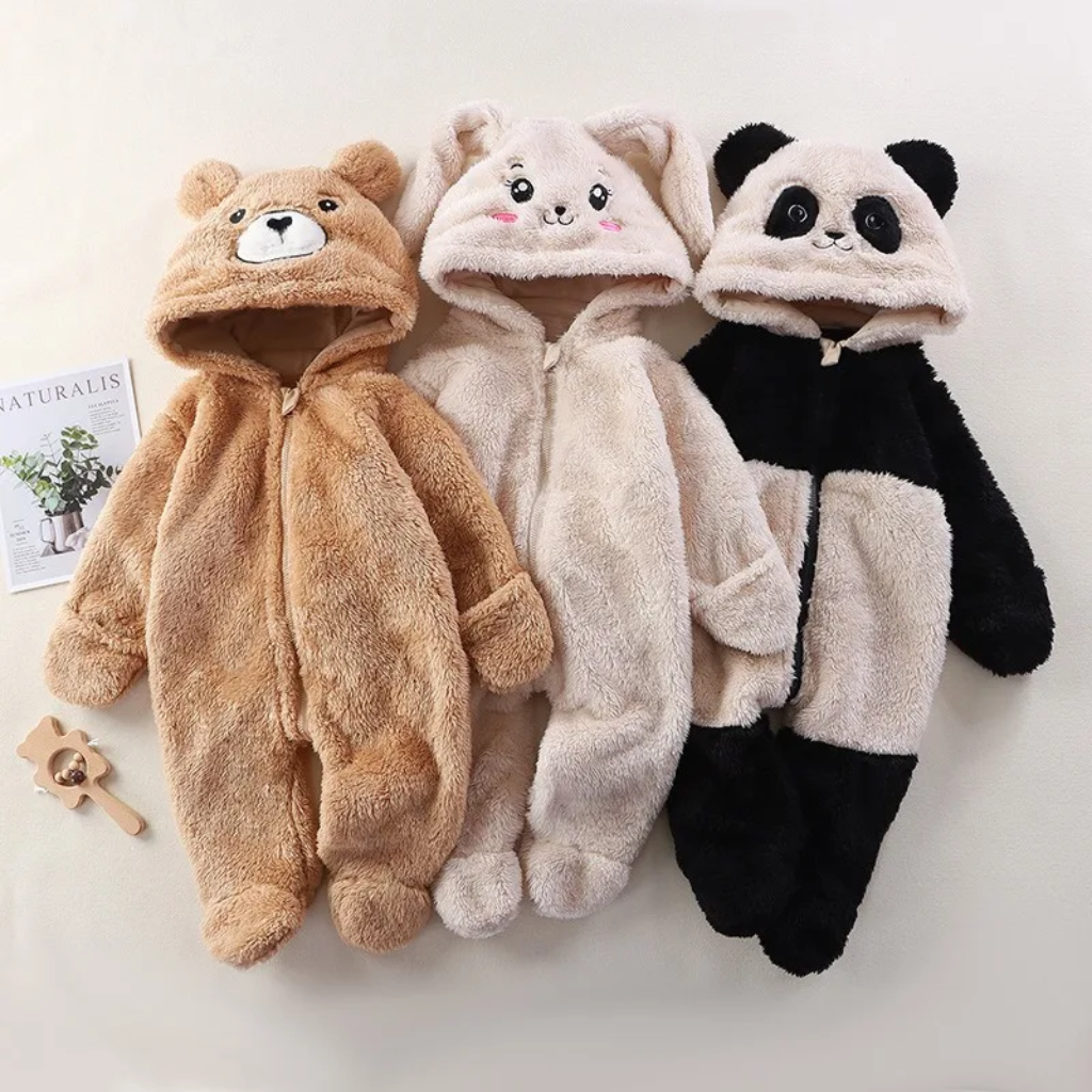 CozyBear – Suave y cálido – Body para bebé con capucha de animales