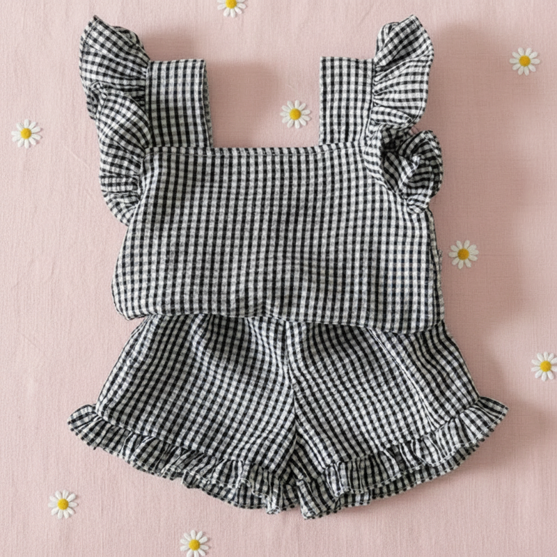Girls Ruffle Tee – Ligero y adorable – Conjunto de ropa para niños