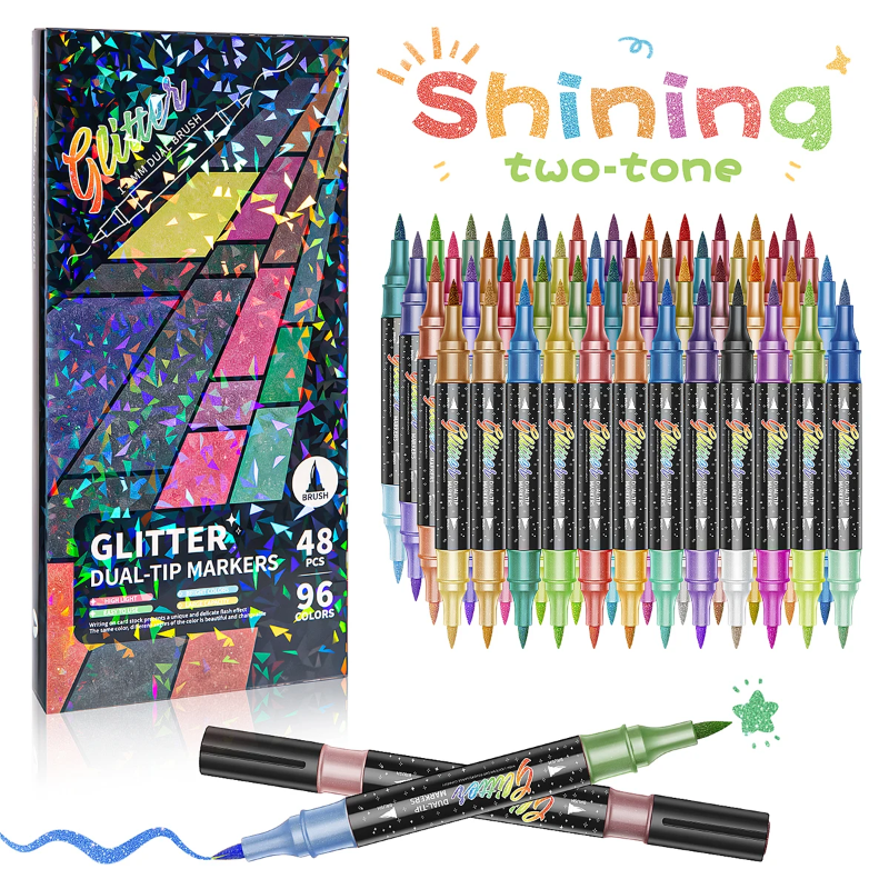 ArtShine – Colorido y brillante – Set de rotuladores de doble cara con purpurina y efectos luminosos