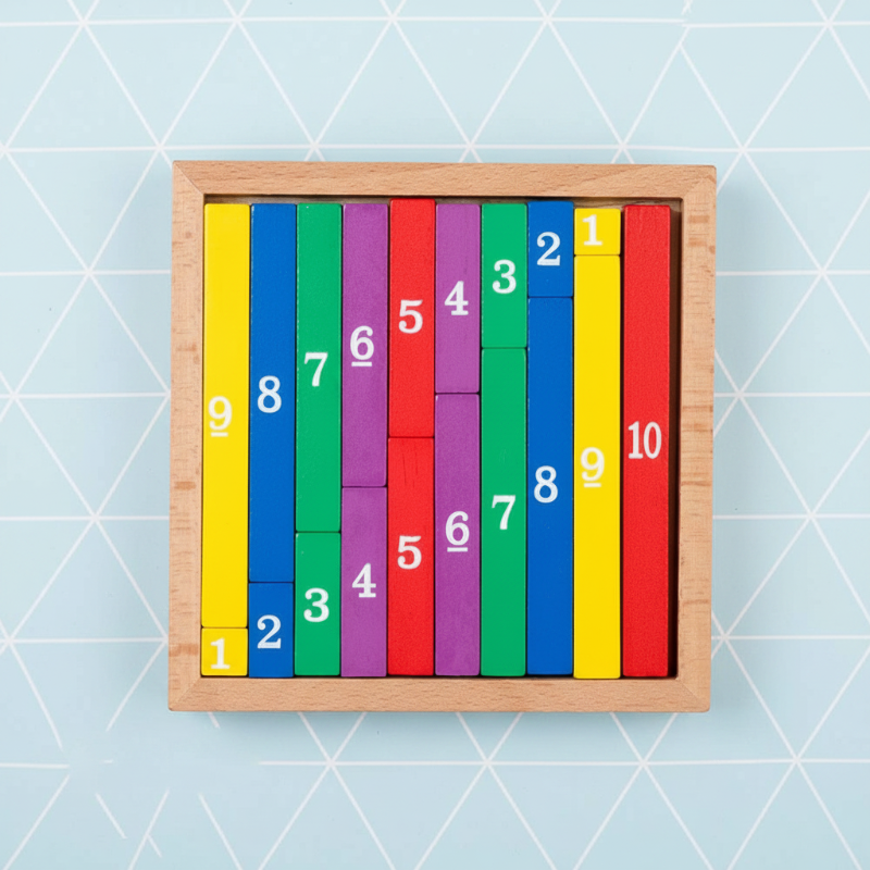 TinyMath – Didáctico y educativo – Tablero de cálculo con números de madera