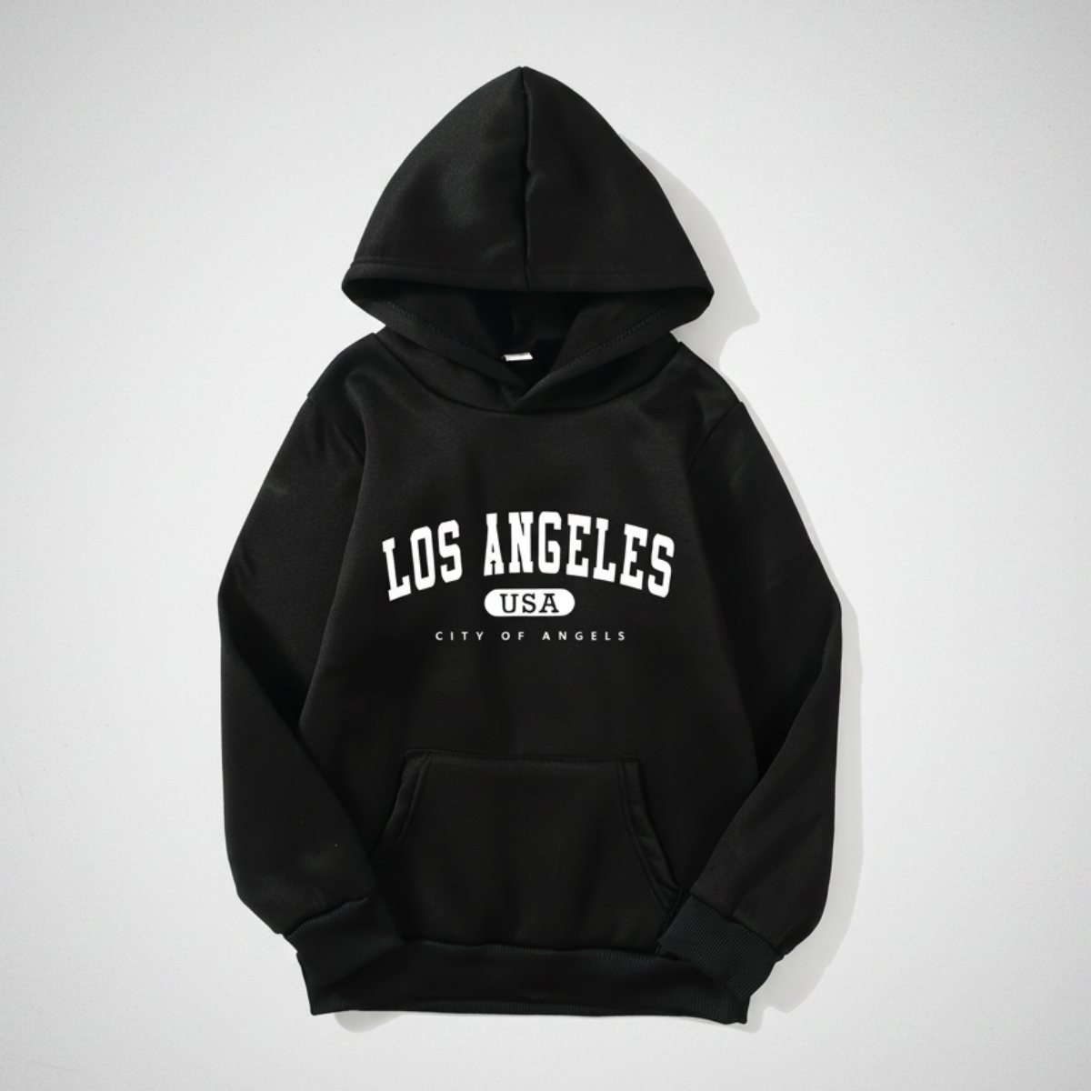MiniUrban – Acogedor y con estilo: jersey con capucha y estampado de Los Ángeles/Nueva York