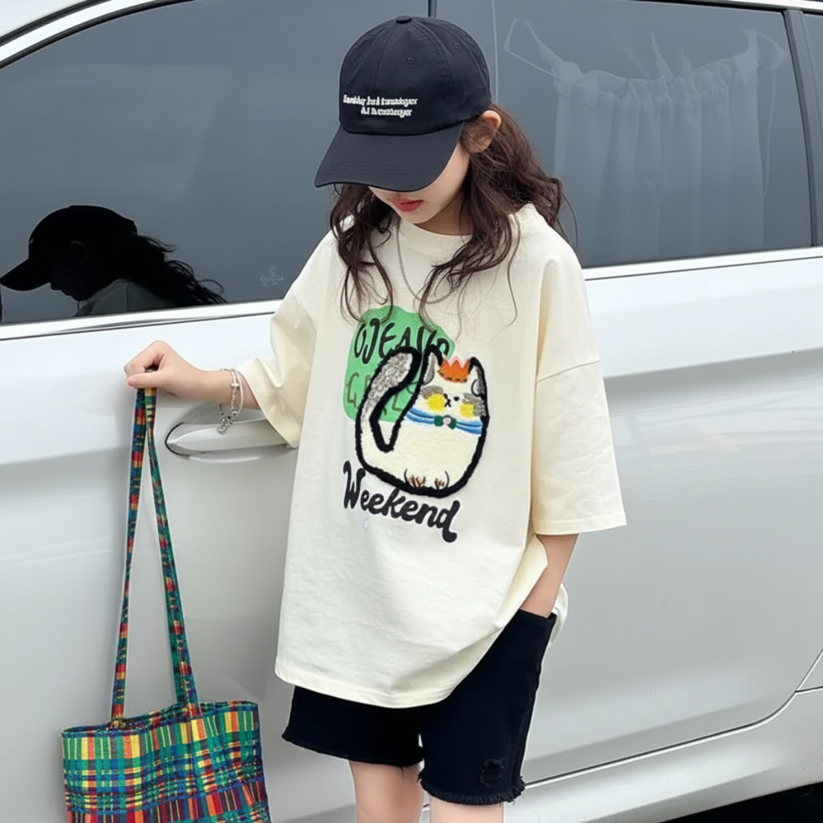 FunPaws – Divertida y elegante: camiseta oversize con estampado de gatos