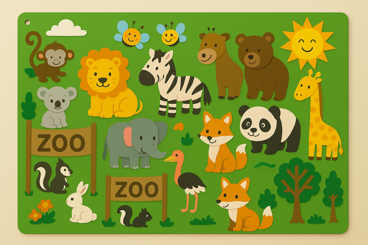 FeltBoard™ - Conozca a los maravillosos animales - Tablero de fieltro