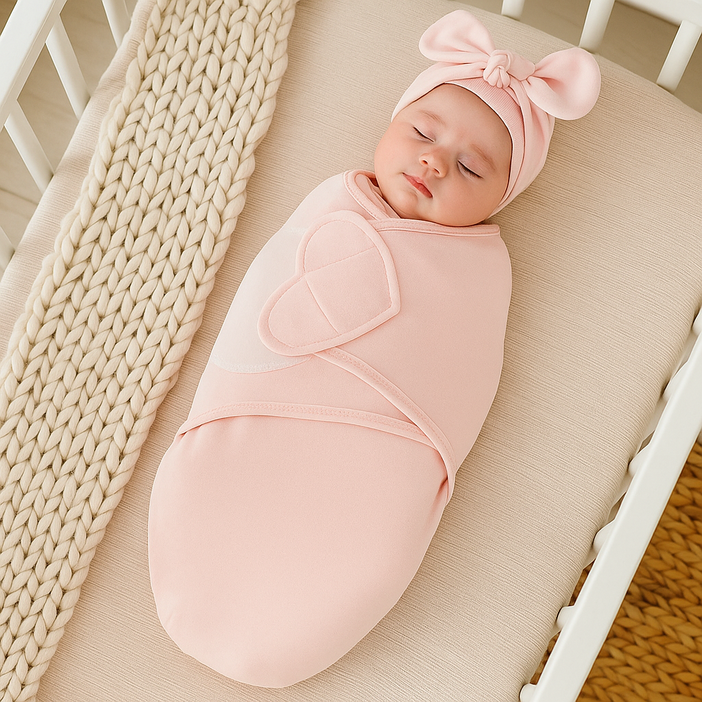 DreamNest – Tranquilidad y comodidad: lujoso pañuelo para envolver al bebé con gorrito