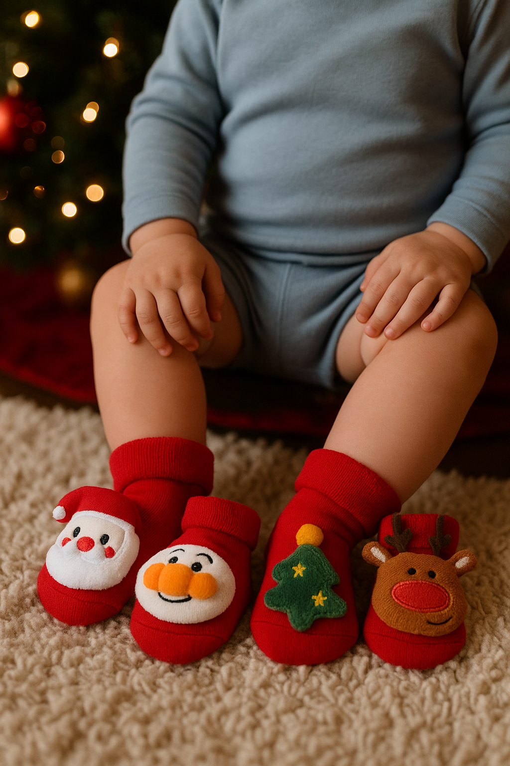 BabyClaus – Gruesos y cómodos: calcetines navideños de invierno con Papá Noel